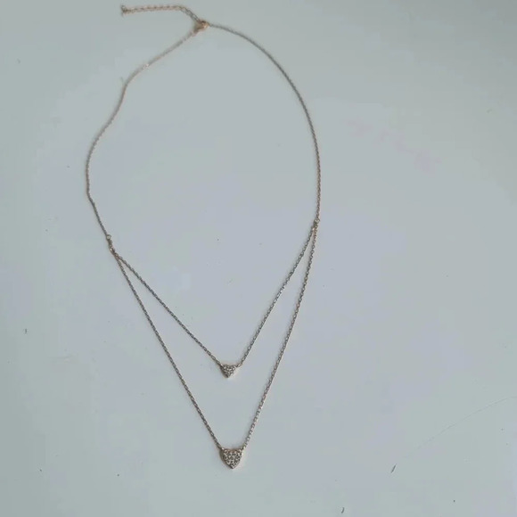 Womens N925 Silver Plated Rose Gold Heart Layered Pendant Necklace Choker Gift - Picture 6 of 9